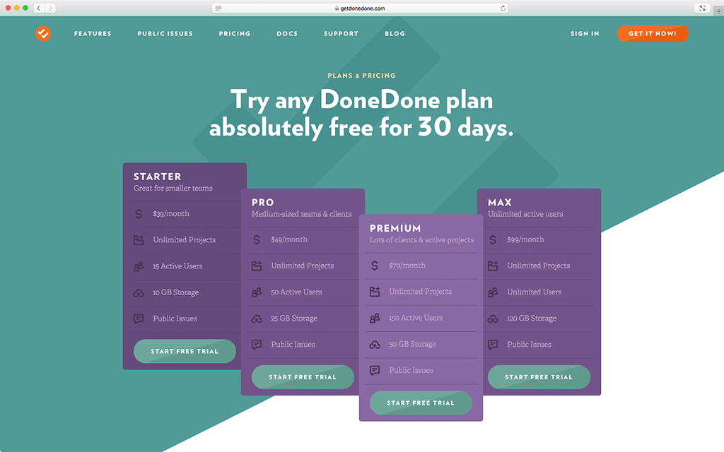 DoneDone: Plans & Pricing